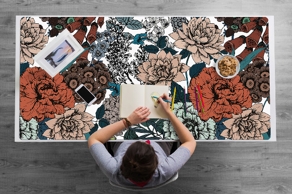 Large desk pad PVC protector retro flowers