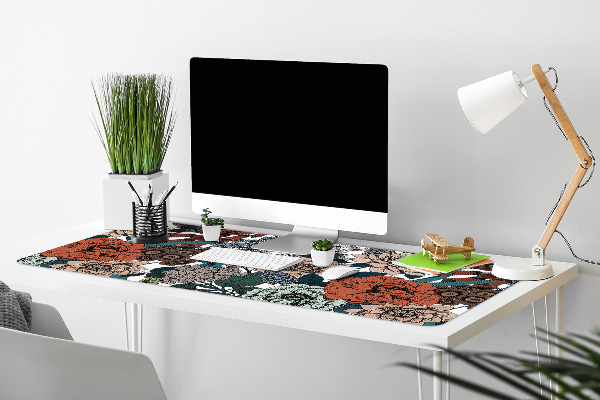 Large desk pad PVC protector retro flowers
