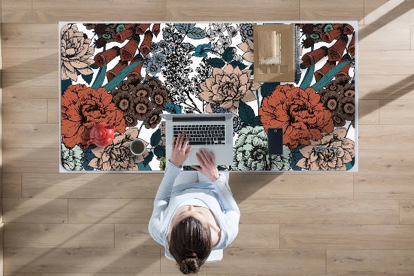 Large desk pad PVC protector retro flowers