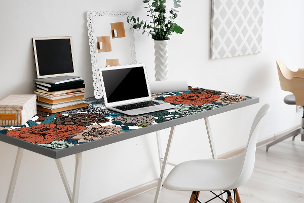 Large desk pad PVC protector retro flowers