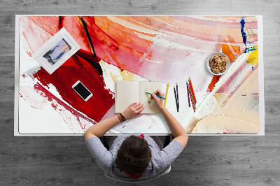 Large desk mat for children paint stains