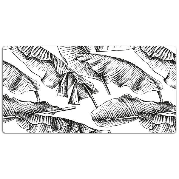 Large desk mat table protector black leaves
