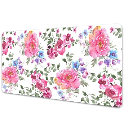 Large desk mat table protector pink flowers