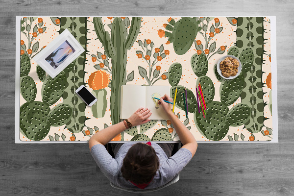 Desk mat orange cactus