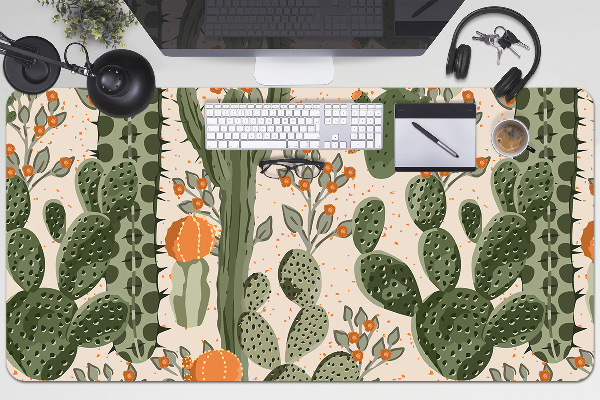 Desk mat orange cactus
