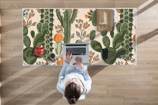 Desk mat orange cactus
