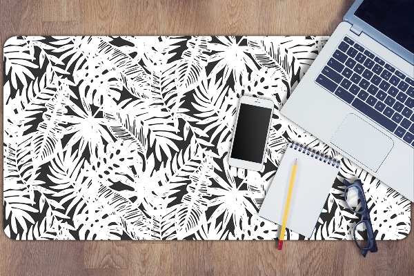 Desk mat Black and white leaves