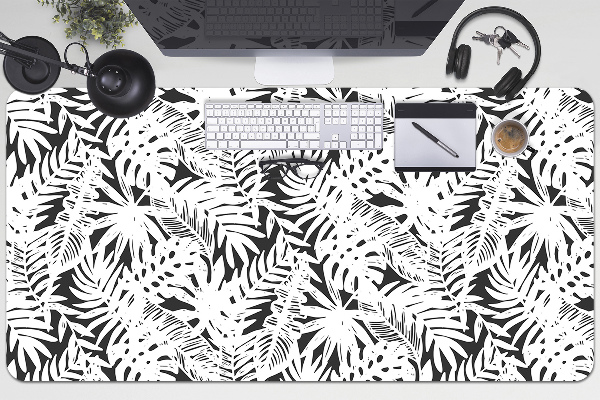 Desk mat Black and white leaves