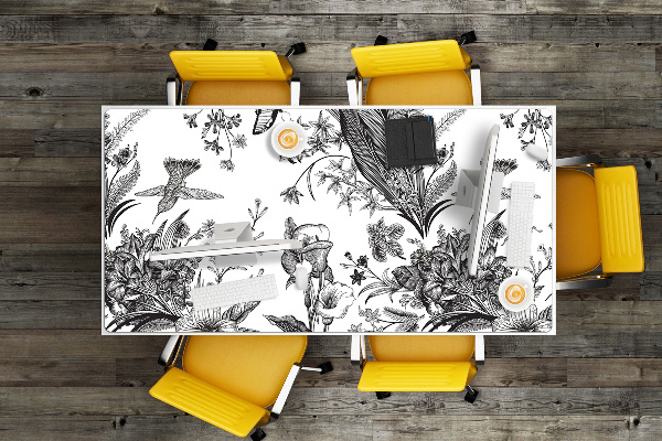 Desk mat Black and white garden