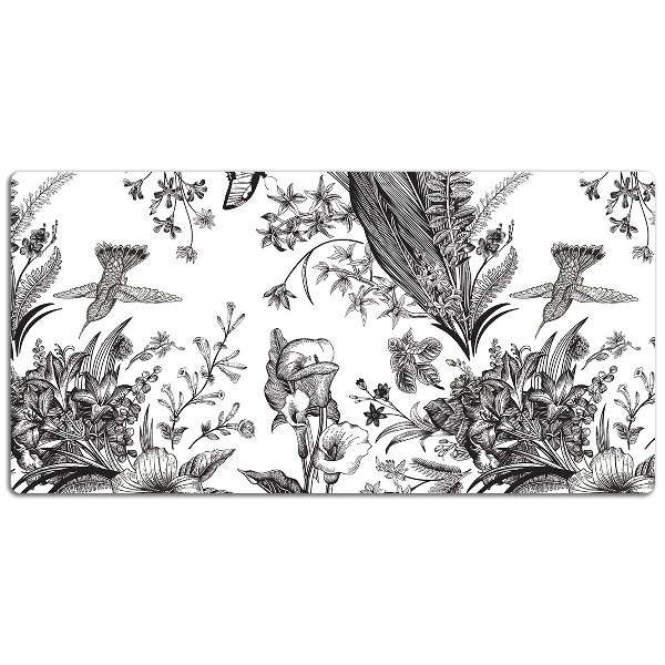 Desk mat Black and white garden