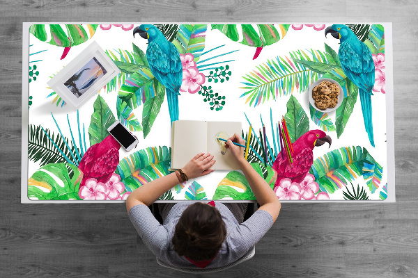 Large desk pad PVC protector parrots mural