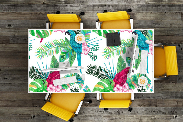 Large desk pad PVC protector parrots mural