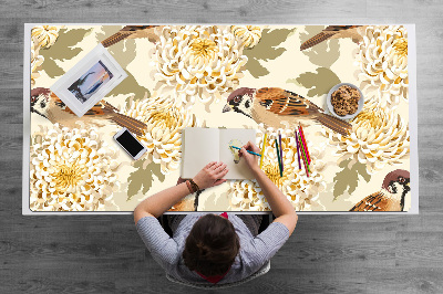 Large desk mat for children golden birds