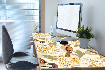 Large desk mat for children golden birds