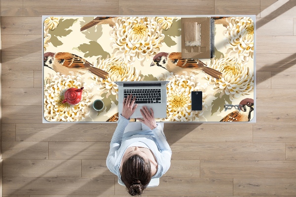 Large desk mat for children golden birds