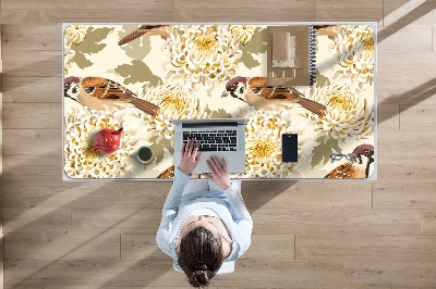 Large desk mat for children golden birds