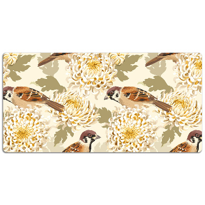 Large desk mat for children golden birds