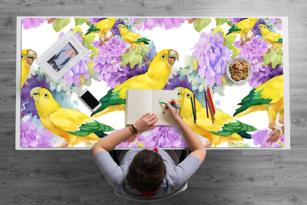 Large desk pad PVC protector yellow parrot