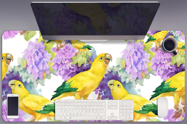 Large desk pad PVC protector yellow parrot
