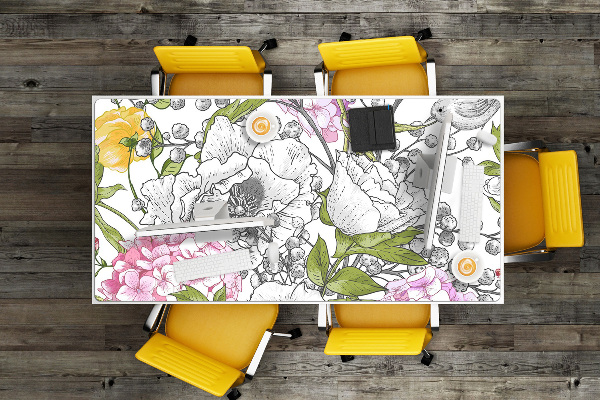 Large desk mat for children birds