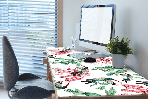 Large desk mat table protector Herbs and Birds