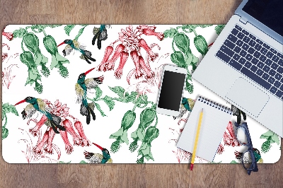 Large desk mat table protector Herbs and Birds