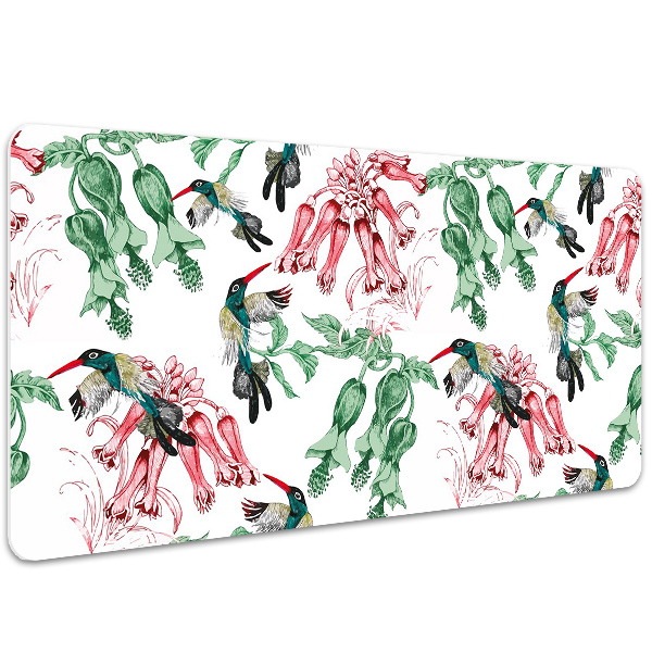Large desk mat table protector Herbs and Birds
