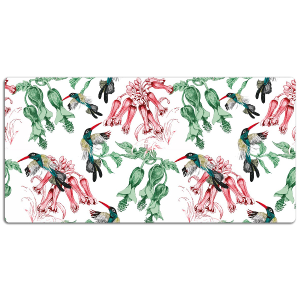 Large desk mat table protector Herbs and Birds