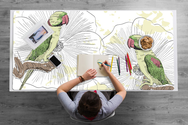 Full desk mat green parrots