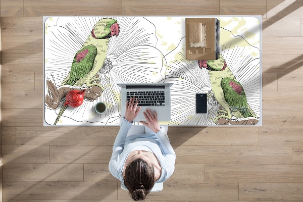 Full desk mat green parrots