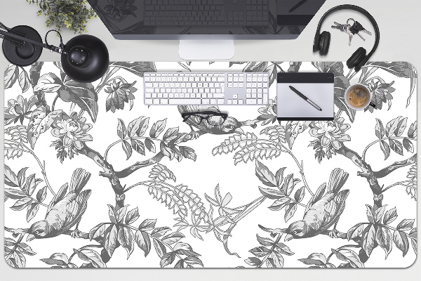 Large desk mat for children gray birds
