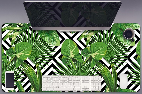 Desk mat geometric leaves