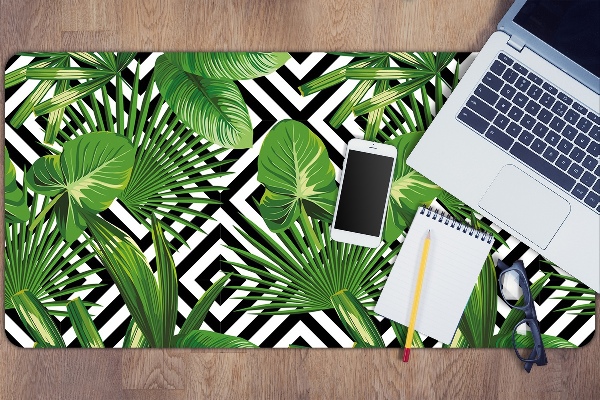 Desk mat geometric leaves