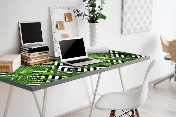 Desk mat geometric leaves