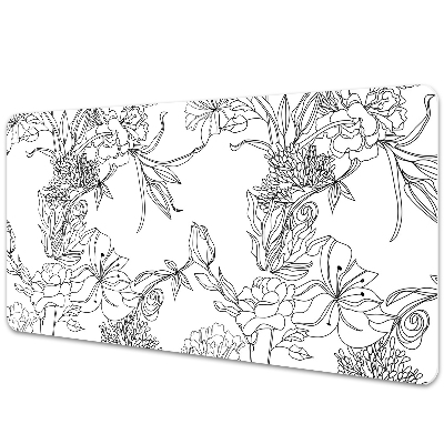 Desk mat Black and white flowers