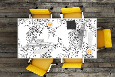 Desk mat Black and white flowers