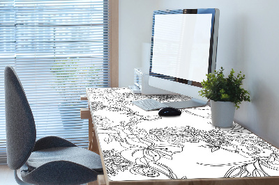 Desk mat Black and white flowers