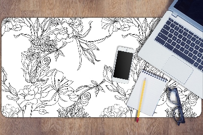 Desk mat Black and white flowers