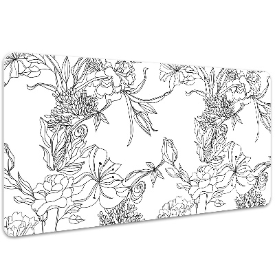 Desk mat Black and white flowers