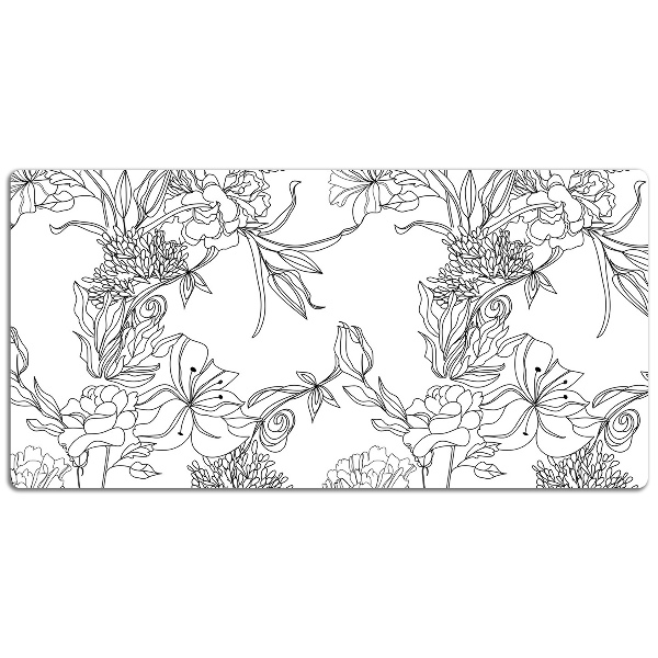 Desk mat Black and white flowers