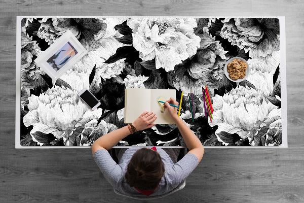 Large desk mat for children black roses