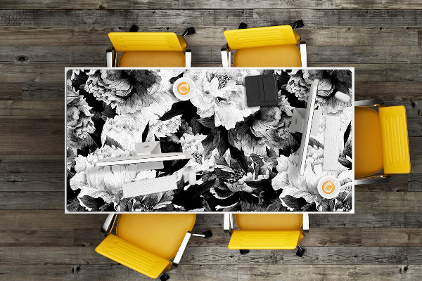 Large desk mat for children black roses