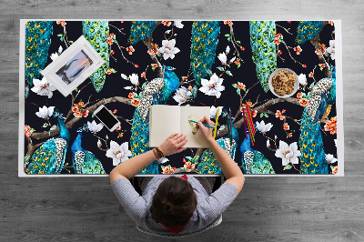 Large desk mat for children peacocks