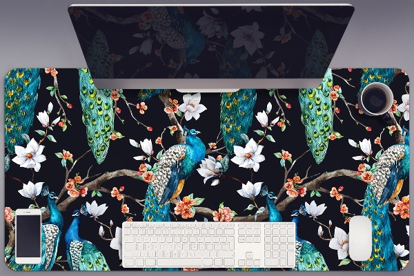Large desk mat for children peacocks