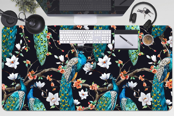 Large desk mat for children peacocks