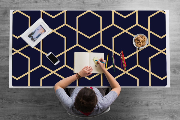 Large desk mat for children Gold pattern
