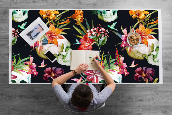 Full desk protector Skull and flowers
