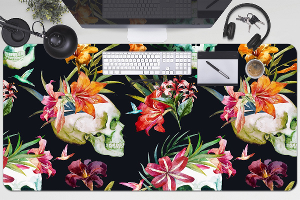 Full desk protector Skull and flowers