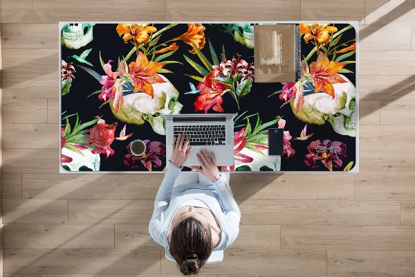 Full desk protector Skull and flowers