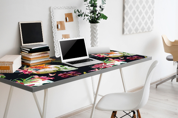 Full desk protector Skull and flowers